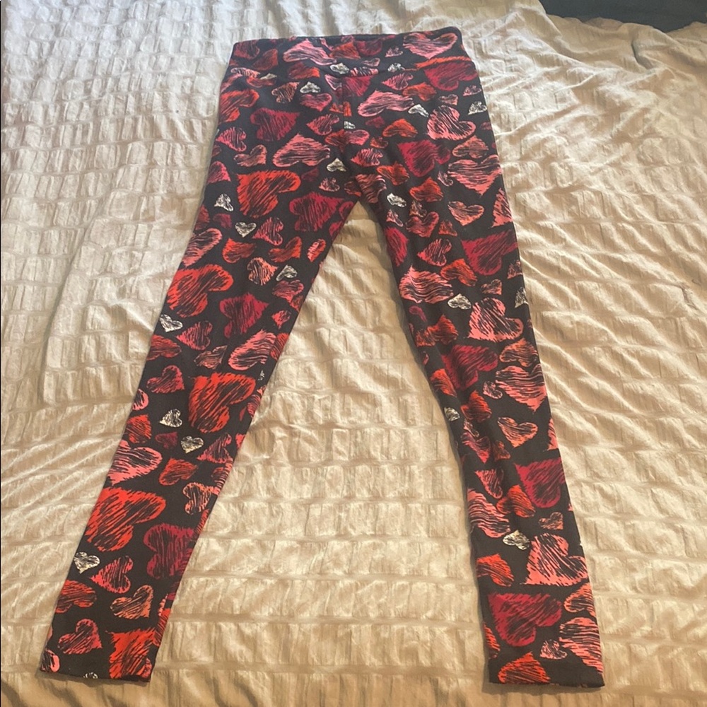 Women’s Valentines Red and Black Heart Patterned Leggings